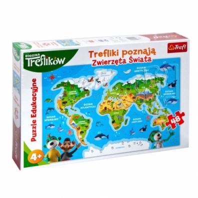 Фото - Пазли й мозаїки Trefl Puzzle edukacyjne 48 el. Trefliki poznają zwierzęta świata Outlet 