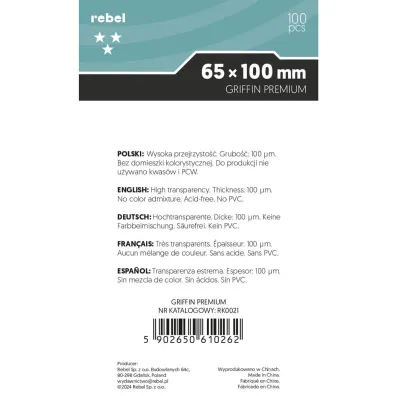 Rebel Koszulki Griffin Premium 65 x 100 mm 100 szt.