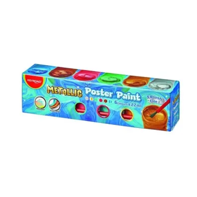 Keyroad Farby plakatowe metalic 22ml + p�dzel 6 kolor�w 6 x 22 ml
