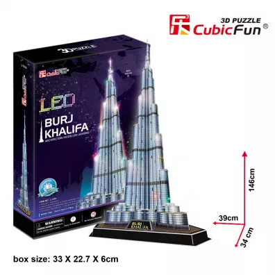 Puzzle 3D 136 el. Burj Khalifa LED Cubic Fun