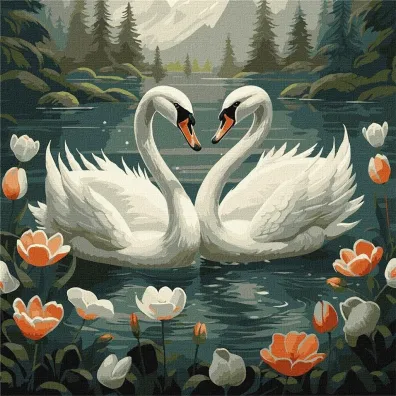 Ideyka Malowanie po numerach - �ab�dzia wierno�� 40x40cm