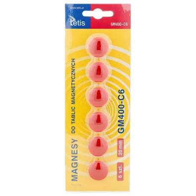 Tetis Magnesy do tablic czerwone 6 szt.