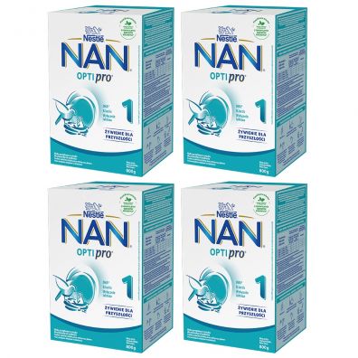Nestle Nan Optipro 1 Mleko pocztkowe dla niemowlt od urodzenia Zestaw 4 x 800 g