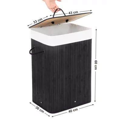 Songmics Kosz bambusowy stojcy 40cm czarny