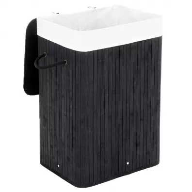 Songmics Kosz bambusowy stojcy 40cm czarny