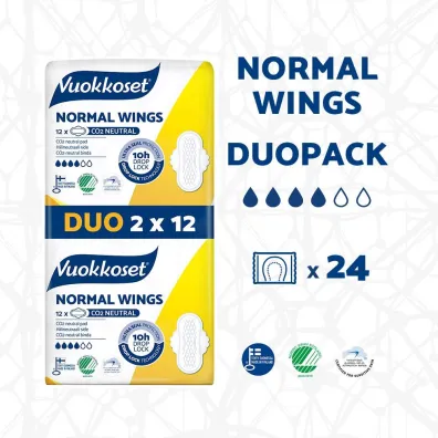 Vuokkoset Normal Wings, Podpaski ze skrzyde�kami, duopack 2 x 12 szt.