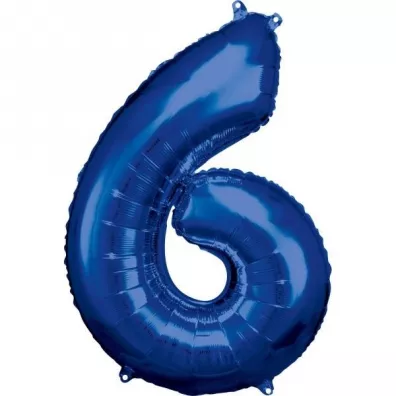 Amscan Balon foliowy cyfra 6 niebieska 60x86cm