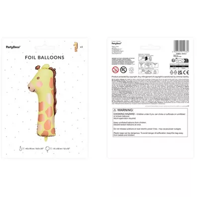 PartyDeco Balon foliowy urodzinowy cyfra "1" - �yrafa 31x82cm