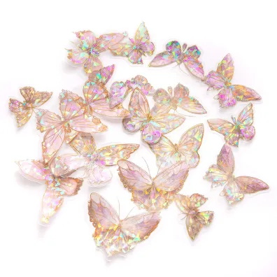 dpCraft Naklejki Pet Po�yskuj�ce Motyle Crystal Pink20 szt.