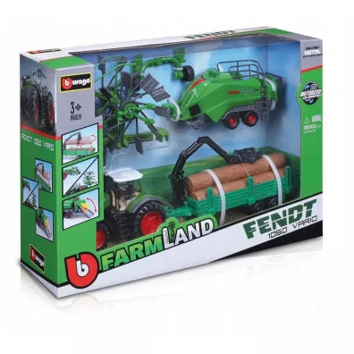 Bburago tractor gift set fendt 1050 varior + 3 trailers 10cm