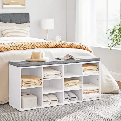 Songmics Szafka na buty z siedziskiem biaa LOFT 104 cm