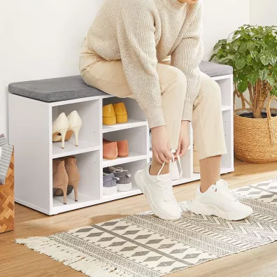 Songmics Szafka na buty z siedziskiem biaa LOFT 104 cm