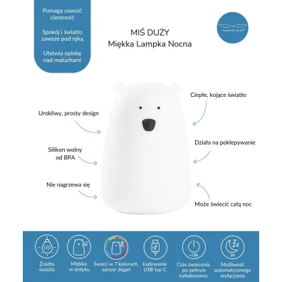Rabbit&Friends Mi� du�y lampka silikonowa bia�a