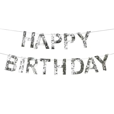 Baner Happy Birthday srebrny 2.2m