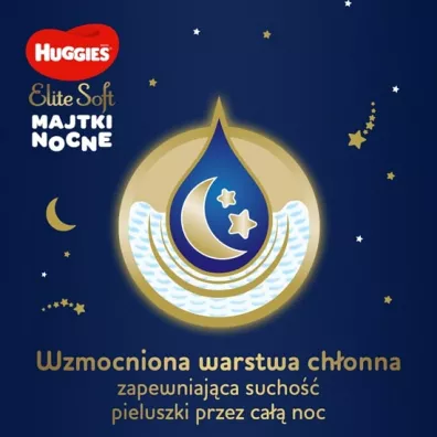Huggies Pieluchomajtki Overnights Pants 6 (15-25kg) Elite Soft 16 szt.
