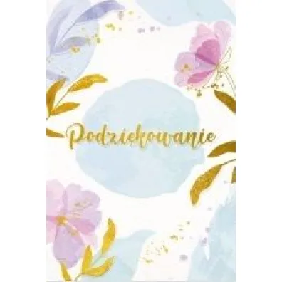 Karnet B6 LUX Podzi�kowanie, kwiaty, z�ocony