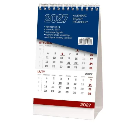 Kalendarz 2027 stoj�cy tr�jdzielny
