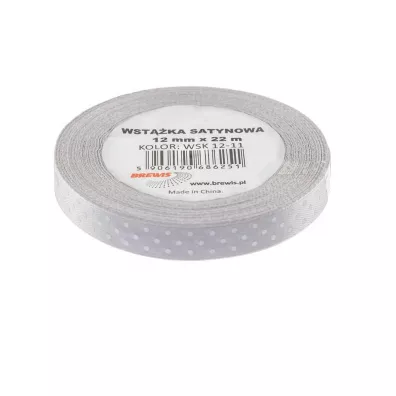 Wst��ka satynowa w kropki 12mm x 22m