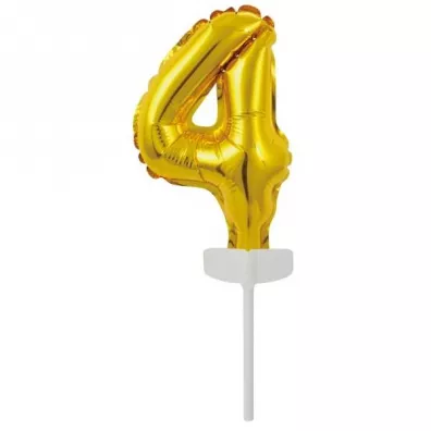 Amscan Balon foliowy mini cyfra 4 z�ota 8x12cm
