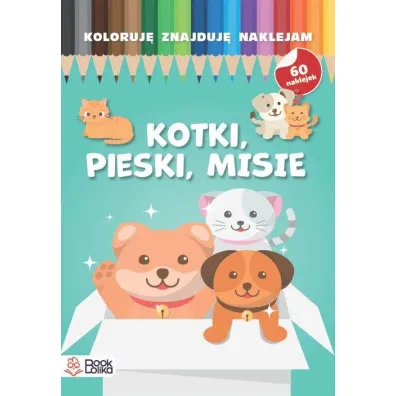Pakiet dla przedszkolaka. Koloruj�, znajduj�, naklejam: Szybkie samochody, Niezwyk�e dinozaury, Pieski, kotki, misie + Kredki Bambino
