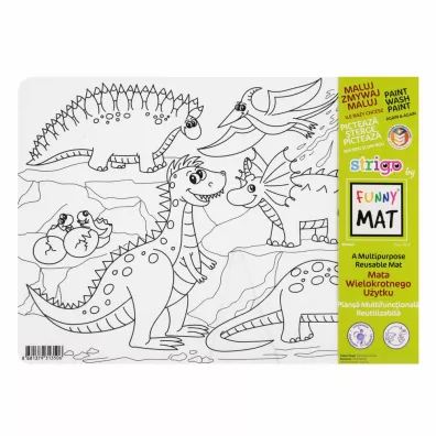 Funny Mat White - Dinozaury. Mata do kolorowania wielokrotnego u�ytku Strigo