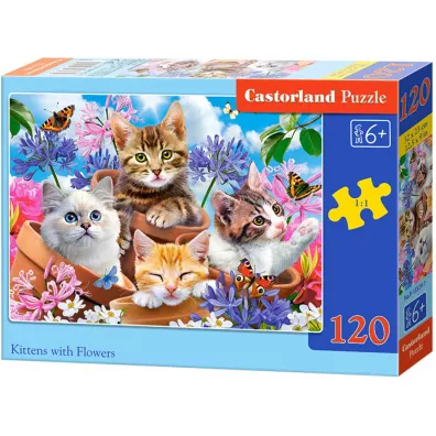 Puzzle 120 el. Kittens with Flowers Castorland