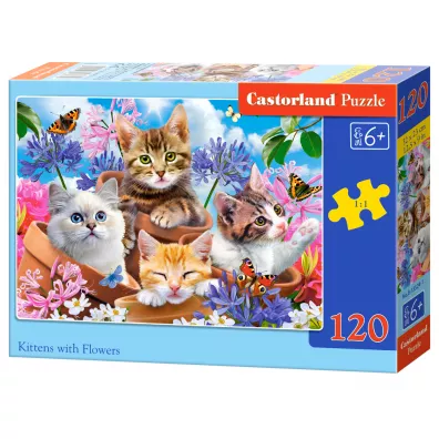 Puzzle 120 el. Kittens with Flowers Castorland