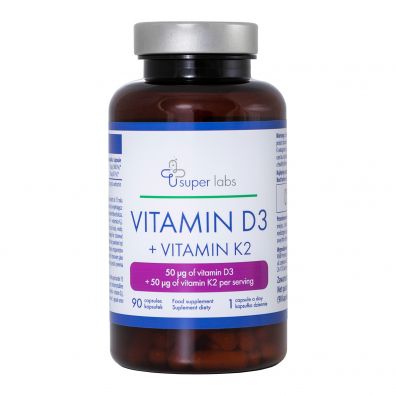 Super Labs Vitamin D3 + K2 MK-7 - suplement diety 90 kaps.