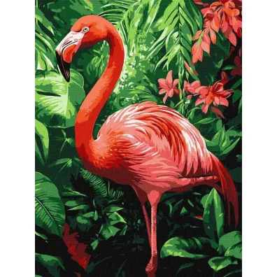Ideyka Malowanie po numerach - Flamingi w tropikach 30x40cm