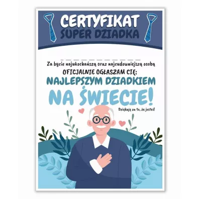 LearnHow Certyfikat A4 Dzie� Super Dziadka 5szt