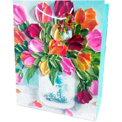 Fresh Torebka ozdobna matowa Kwiaty 26x32x12cm