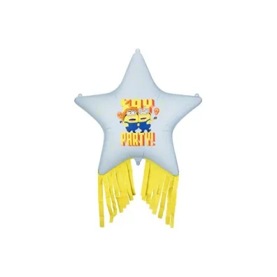 PartyDeco Balon foliowy Gwiazda z fr�dzlami Minionki 72x72cm