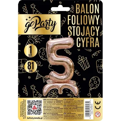 GoParty Balon foliowy stoj�cy 5 rose gold 81cm