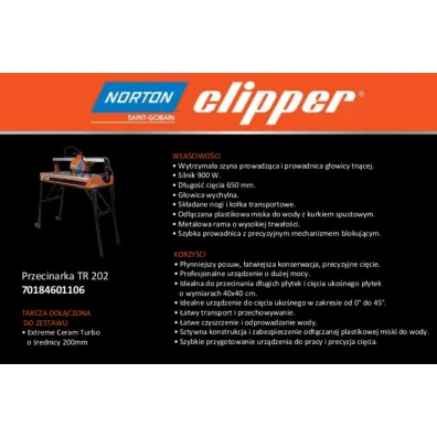 Norton Przecinarka sto�owa do ceramiki clipper tr202 d�ugo�� ci�cia 650mm