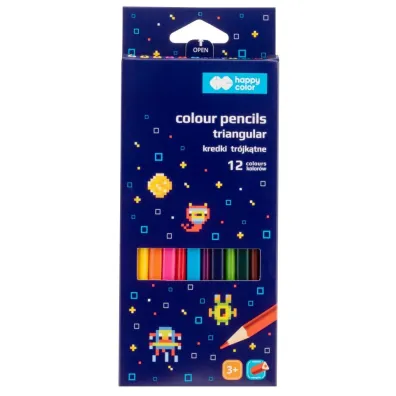 Happy Color Kredki drewniane tr�jk�tne Pixi Planet 12 kolor�w