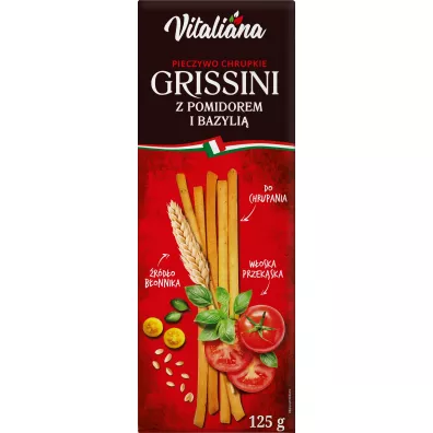 NaturaVena Paluszki chlebowe Grissini z pomidorami i bazyli 125 g