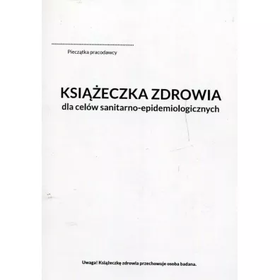 Literat Ksi��eczka zdrowia do cel�w sanitarno-epidemiologicznych
