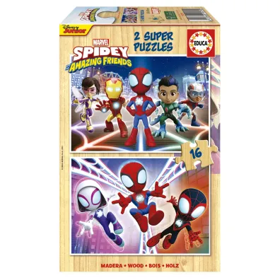Puzzle drewniane 2x16 el. Spidey i Super-Kumple Educa