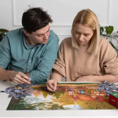 Puzzle 1000 el. Urocza chatka w lesie Trefl