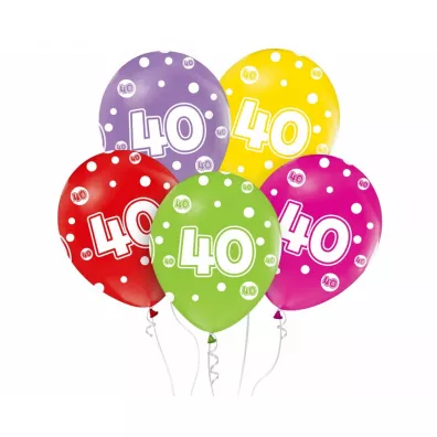 Godan Balony liczba 40 urodziny 5 szt.