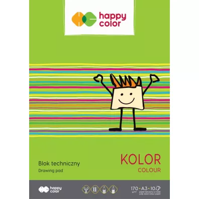 Happy Color Blok techniczny, kolorowy, A3, 170g, 10 arkuszy