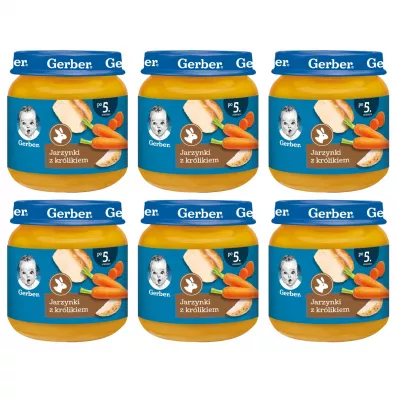 Gerber Obiadek jarzynki z krlikiem dla niemowlt po 5 miesicu zgrzewka 6 x 125 g