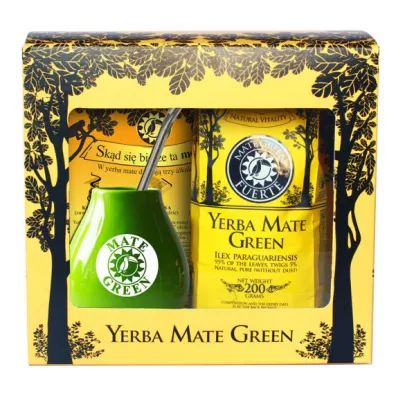 Mate Green Zestaw startowy prezentowy Yerba Mate Fuerte Matero Bombilla 200 g