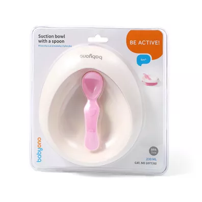 Babyono Miseczka z przyssawk i yeczk rowa 230 ml