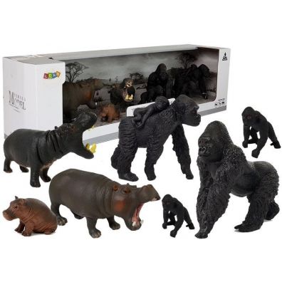 Figurki zwierząt Safari, Hipopotamy i goryle