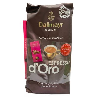 Dallmayr Kawa ziarnista Espresso D`Oro 1 kg + czekolada mleczna Lindt 100 g 1.1 kg