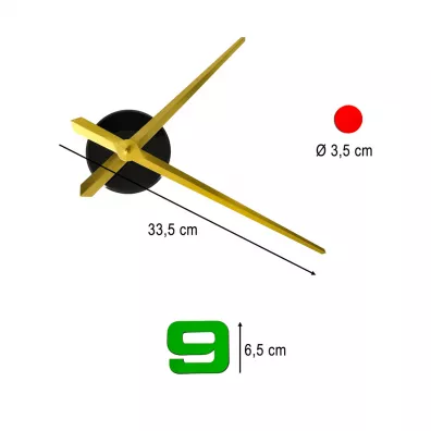 Zegar cienny naklejany DIY regulowany 80-90 cm zote wskazwki kolorowy 4 cyfry