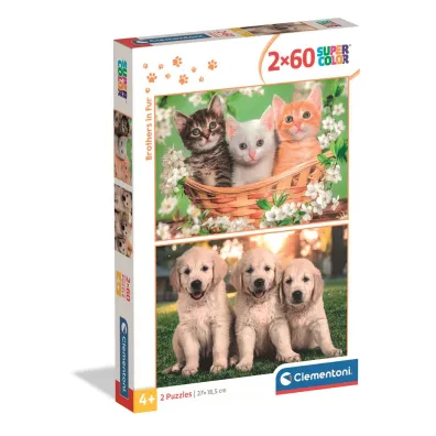 Puzzle 2x60 el. SuperColor. Brothers In Fur Clementoni