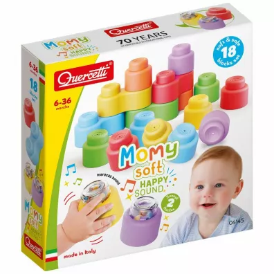 Quercetti. Mi�kkie klocki Momy z grzechotk�. 18 element�w