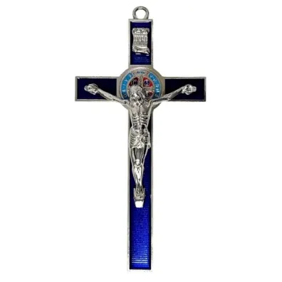 Krzy� granatowy metalowy Benedykta 30cm